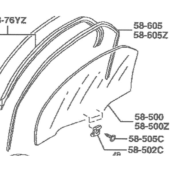 マツダ（MAZDA）チヤンネル(R) ガラス/マツダ純正部品/RX7  RX-8/FD0158605E(FD01-58-605E)