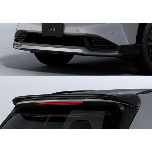 マツダ純正オプション 新型CX-5(KM系) フロントアンダースカート(ブラック)+リアルーフスポイラー(ジェットブラックマイカ) K1D5-V4-9A0 K1D7-V4-920