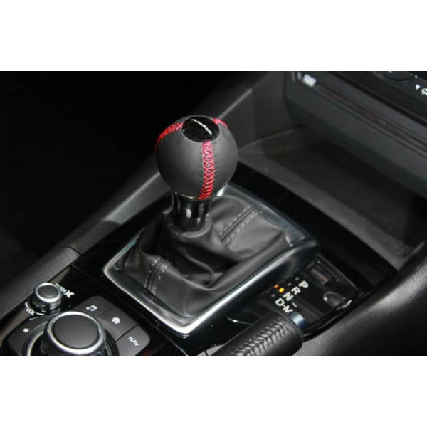 オートエグゼ(AUTOEXE) シフトノブ レッドステッチ 球形状・本革 AT車 アクセラBM系 A1350B-03 130g