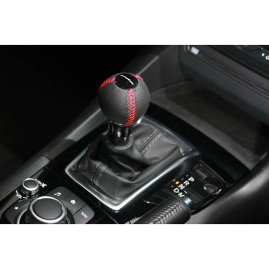 オートエグゼ(AUTOEXE) シフトノブ レッドステッチ 球形状・本革 AT車 アクセラBM系 A1350B-03 130g