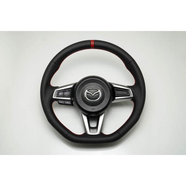 オートエグゼ(AUTOEXE) スポーツステアリングホイール 本革(ナッパレザー)製 レッドステッチ/NDロードスター/MNZ137003(MNZ1370-03)